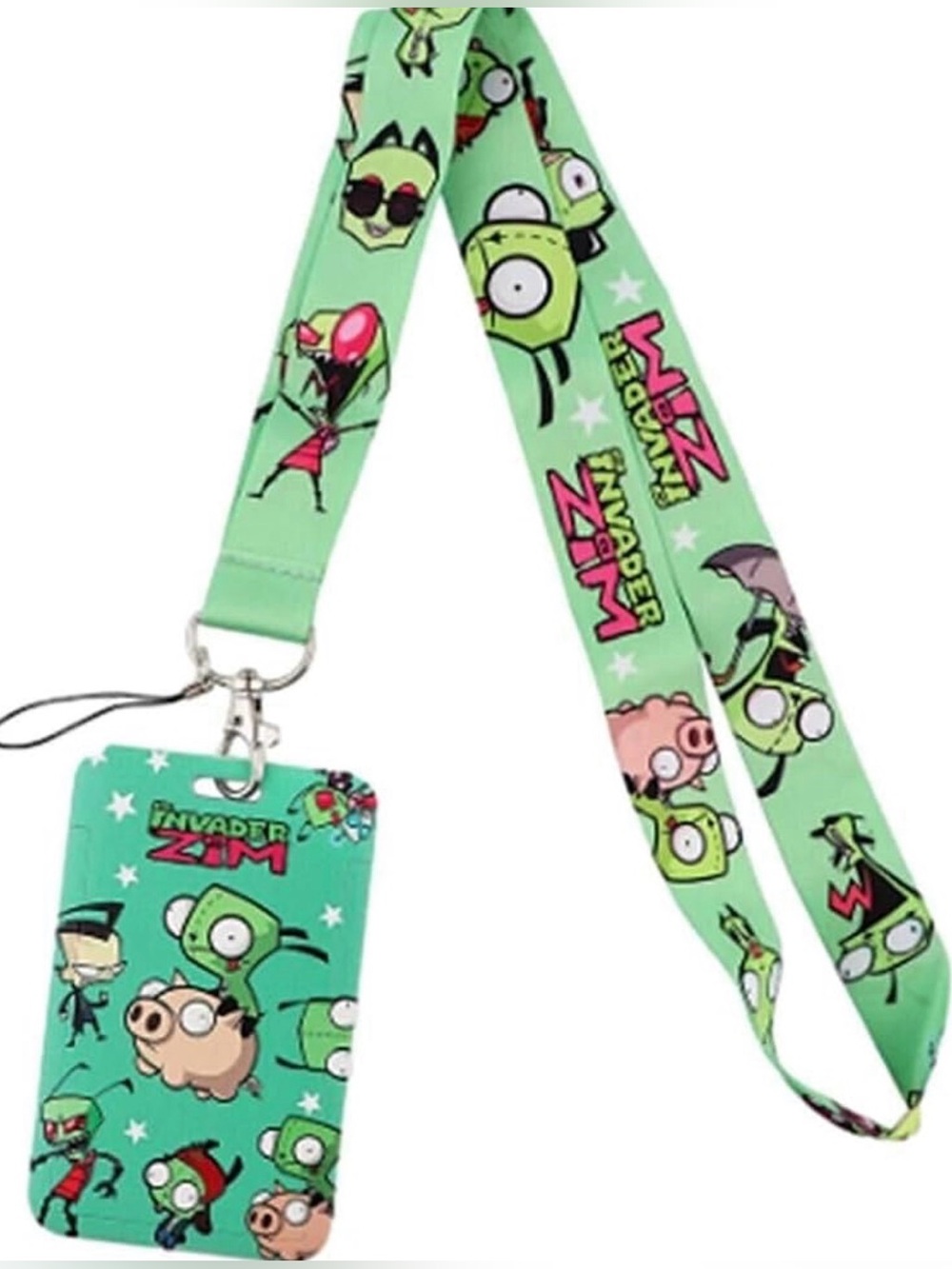 Invader zim Green Character Lanyard with Card Holder
